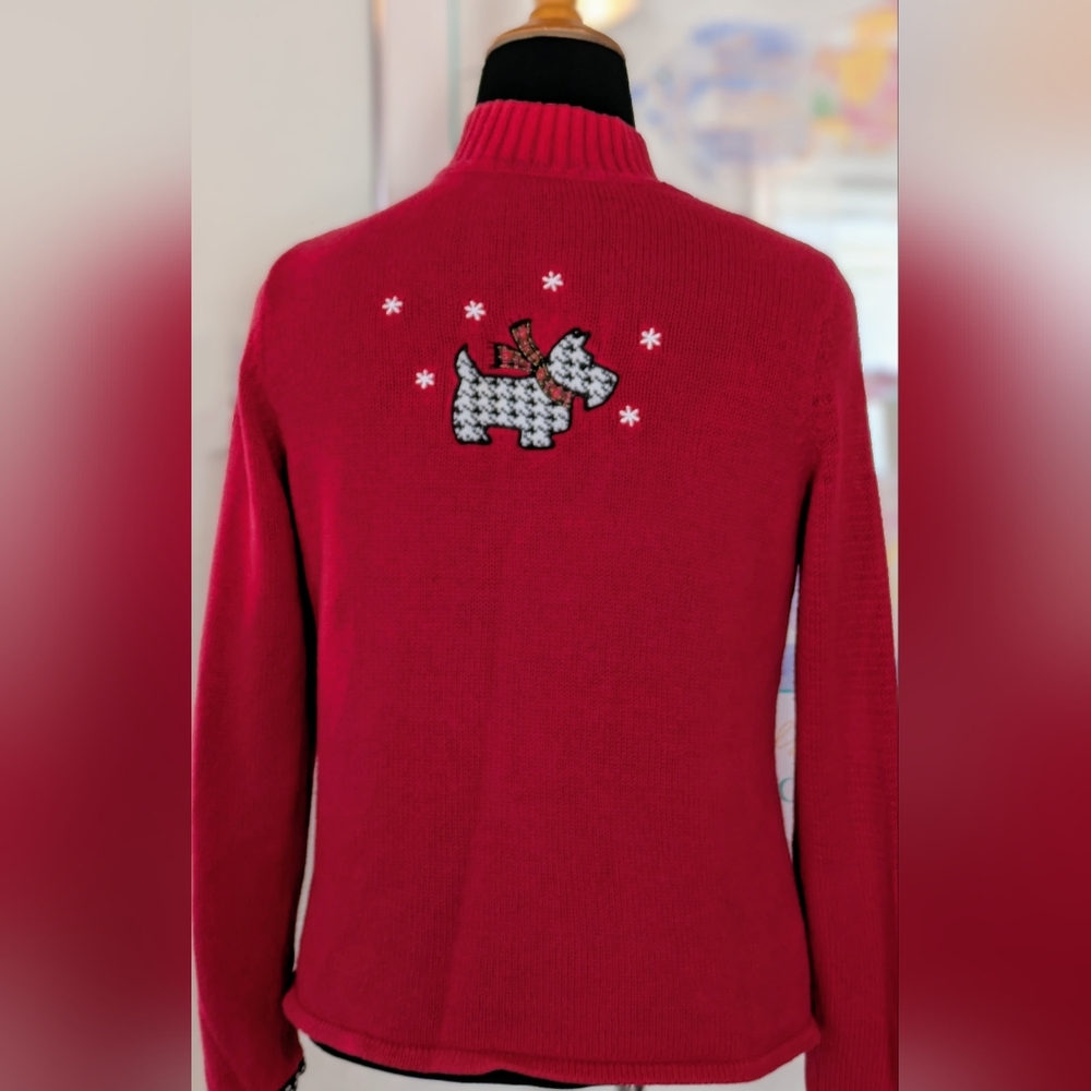 Scottish Terrier Houndstooth Pattern Sweater Small - image 6